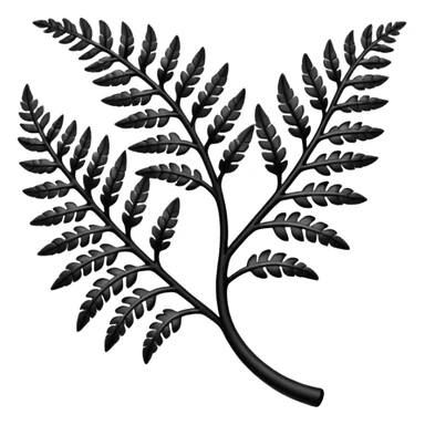 Black and silver filigree fern leaf, 3D, extremely detailed design sticker