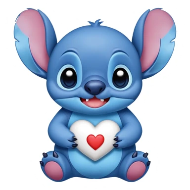 Stich con un corazón diciendo hola bombón sticker