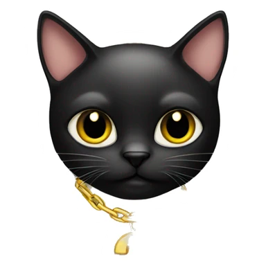 black cat wearing gold chain sticker