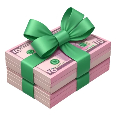 Australian $100 notes stacked together and wrapped in a pink bow sticker