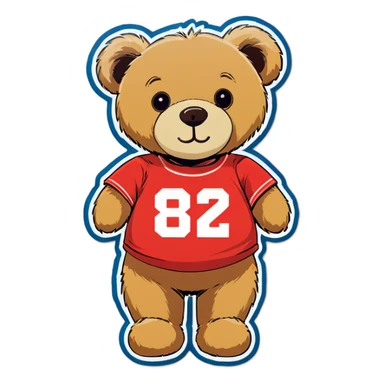 Heart shaped teddy bear with 1982 onhis shirt sticker