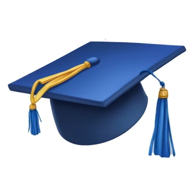 Generate an iOS emoji of a graduation hat. Use the real emoji of the graduation hat. But make it blue and on the top it should be UK flag sticker