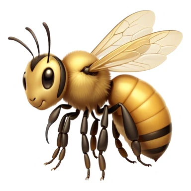 Beautiful and Majestic Bee Portrait Emoji, Head and body rendered in serene repose with a gentle, content smile, showcasing a tiny, fuzzy form with softly closed delicate wings and eyes in tranquil slumber, Simplified yet exquisitely endearing features, highly detailed, glowing with a soft, drowsy golden light, high shine, relaxed and utterly noble, stylized with an air of regal natural beauty, soft glowing outline, capturing the essence of a majestic bee that embodies the timeless charm of nature! sticker