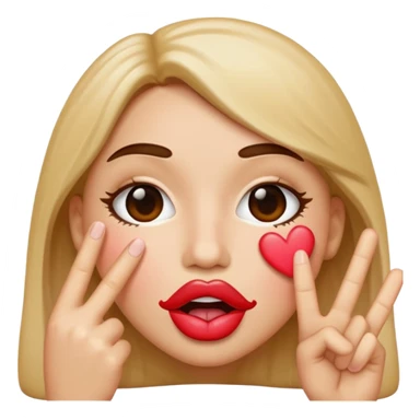Classic kissy face emoji without the heart with a peace sign sticker