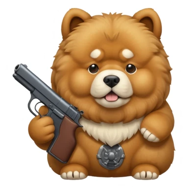 chow chow holding a gun sticker