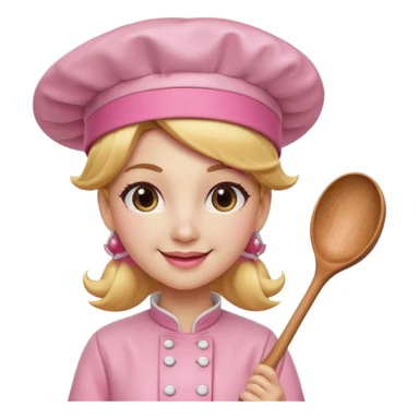 Pink chef hat princess peach with a hand and spoon sticker
