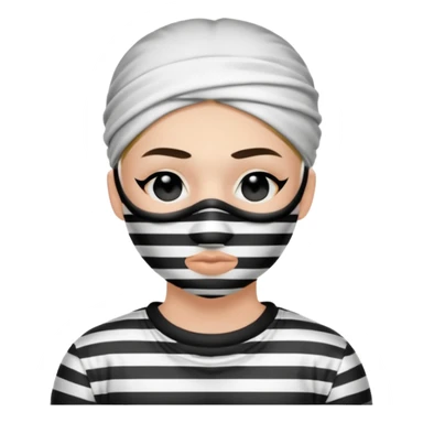 Thief with black eye type mask and black and white striped prison clothes sticker