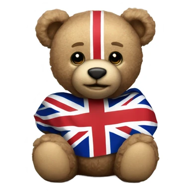 Teddy bear with Union Jack shirt with Union Jack flag sticker