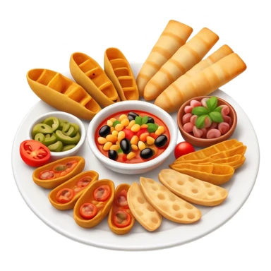 Cinematic Realistic Tapas Dish Emoji, depicted as an assortment of small, flavorful Spanish appetizers rendered with vibrant detail and warm, inviting lighting. sticker
