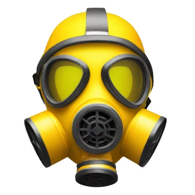 a yellow emoji weraing a gas mask. Make it seems if it was from apple sticker