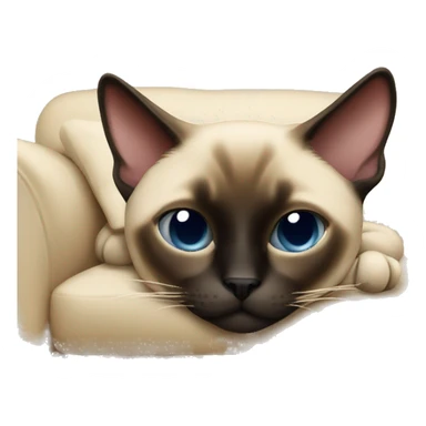 A Siamese cat sleeps on the couch sticker