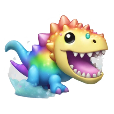 Kawaii rainbow pastel bedazzled Dino in an under the sea snow globe  sticker