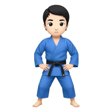 Кимоно синий для дзюдо мальчик с черными волосами все тело черный пояс     Волосы на бок sticker