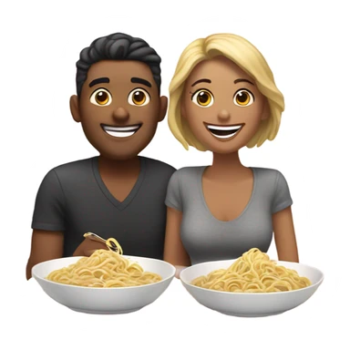 romantic noodle date with beautiful loving couple sticker