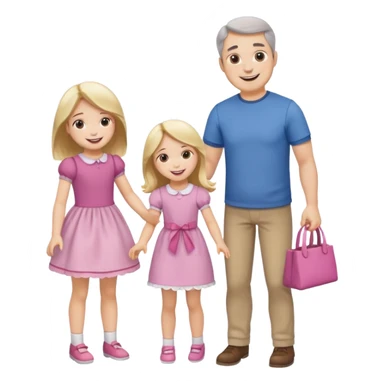 father and daughter playing dolls full body sticker