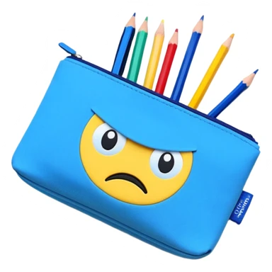 Pencil pouch with a frown sticker