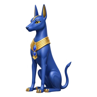 Proud Black, gold, and details of lapis anubis statue posed  sticker