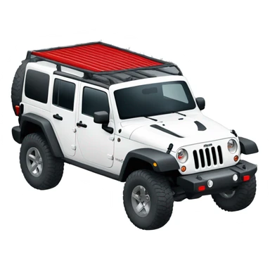 White Jeep Wrangler Rubicon with white roof and red accents  sticker