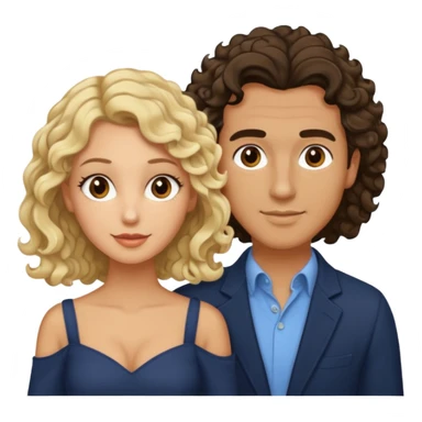 flirty couples. The man dark brown quiffed hair and the woman has shoulder length blond curls sticker