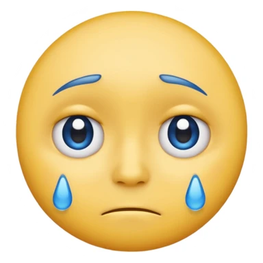 A regular, simple, yellow  skin, round face emoji looking straight at me not smilling, just staring with a blue and almost clear looking tear rolling down its cheek sticker