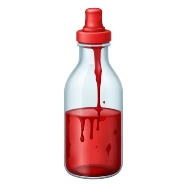 saline bottle wwith blood stains sticker