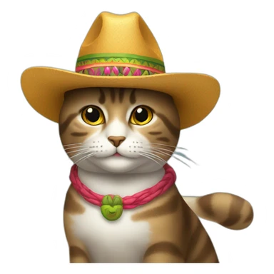 um gato com um chapéu mexicano sticker