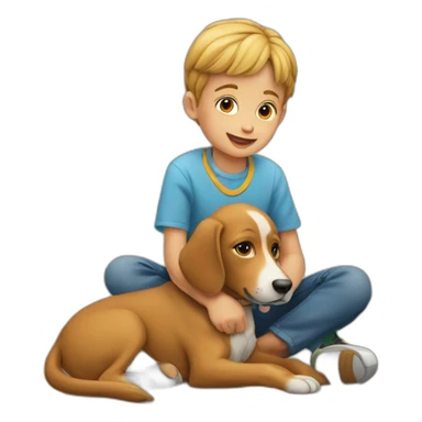 Un enfant sur un chien sticker