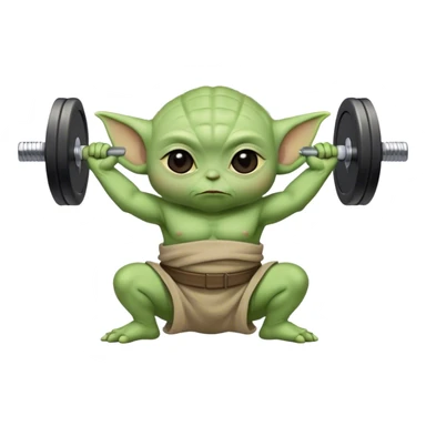 Baby yoda holding a barbell sticker