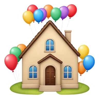 beije house with balloons on top sticker