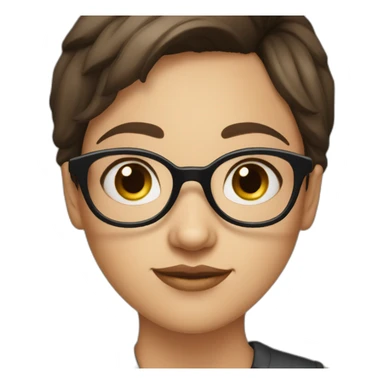 A girl with short brunette hair with a big triangular nose, big eyes and spectacles  sticker