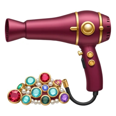 burgundy blow dryer covered in jewelry sticker