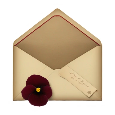 A vintage love letter with deep red pansies and a burgundy wax-sealed envelope
 sticker