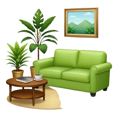 living room in ios emoji style

no TV, and make the couch a light green color sticker