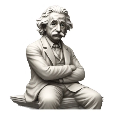 sitting philosopher-statue as albert einstein thinking sticker