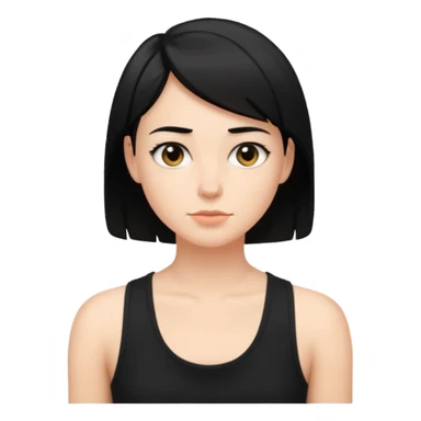 a white woman with short tomboy black hair wearing men's black tank top sticker