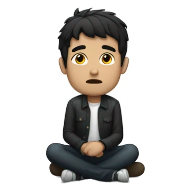 White man with black hair sitting and crying  sticker