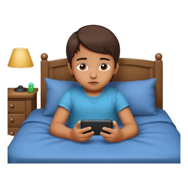 un niño de entre 3 - 10 años jugando con su celular, cansado en una habitacion apagada sticker