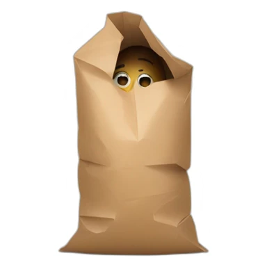 a person hiding their head in a paper bag full of shame sticker