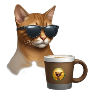 gangster-with-a-Abyssinian cat-gun-and-sunglasses-drinking-coffee sticker