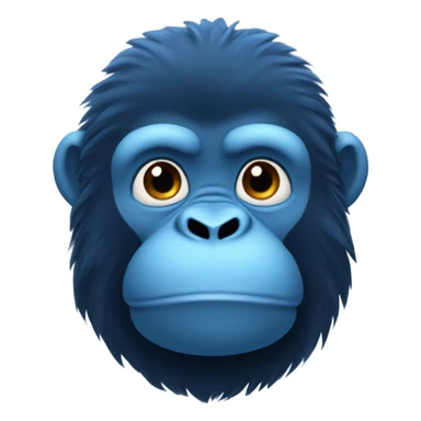 Create an emoji of a cute stuffed gorilla that has dark blue fur and light blue skin. Super cute and very very chubby  sticker