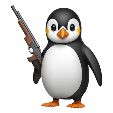 a penguin with a shotgun sticker