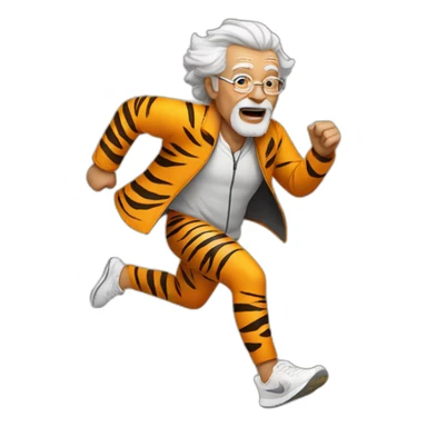 OLD MAN RUNNING wearing a tiger suit and nikes shoes sticker