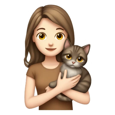 Brown haired pale girl holding cat sticker
