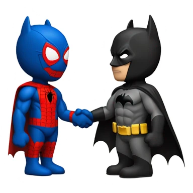 Spiderman and Batman shaking hands sticker