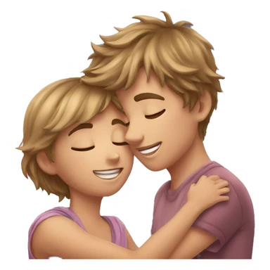 Boy giving a friendly kiss to a girl's cheek sticker