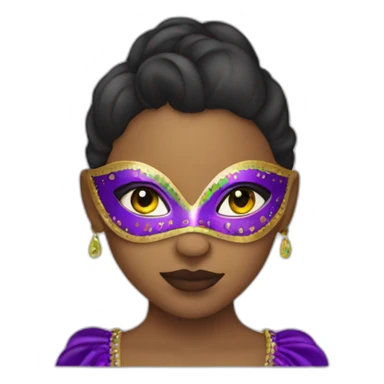 girl wearing a mardi gras mask light skin sticker