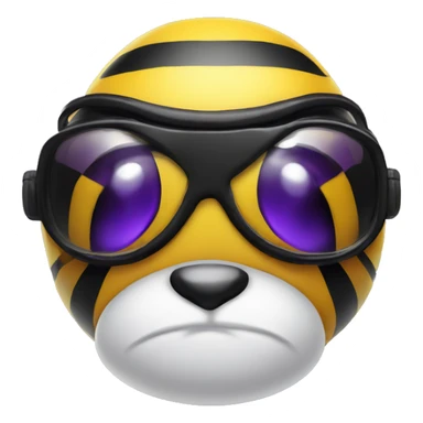 Purple and black bumble bee with safety goggles  sticker