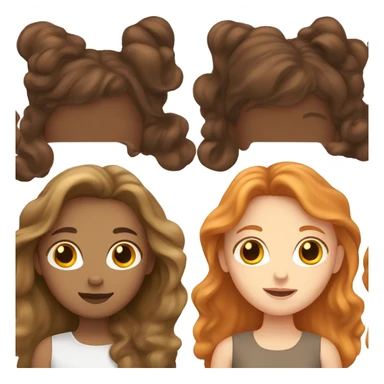 four girls with black, white, ginger and brown hair  sticker