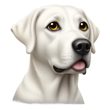 White lab with black spot of right eye sticker