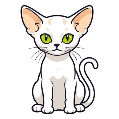 white devon rex cat with yellow-green eyes sticker
